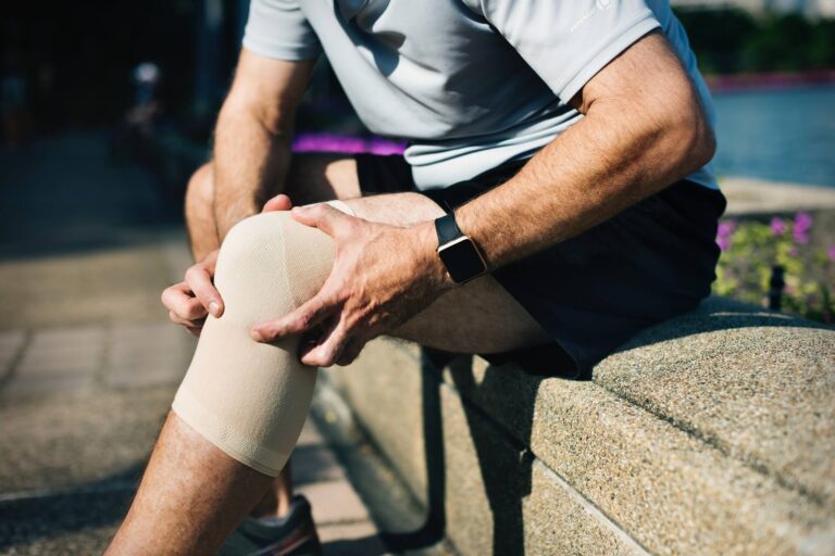 Person with knee braces